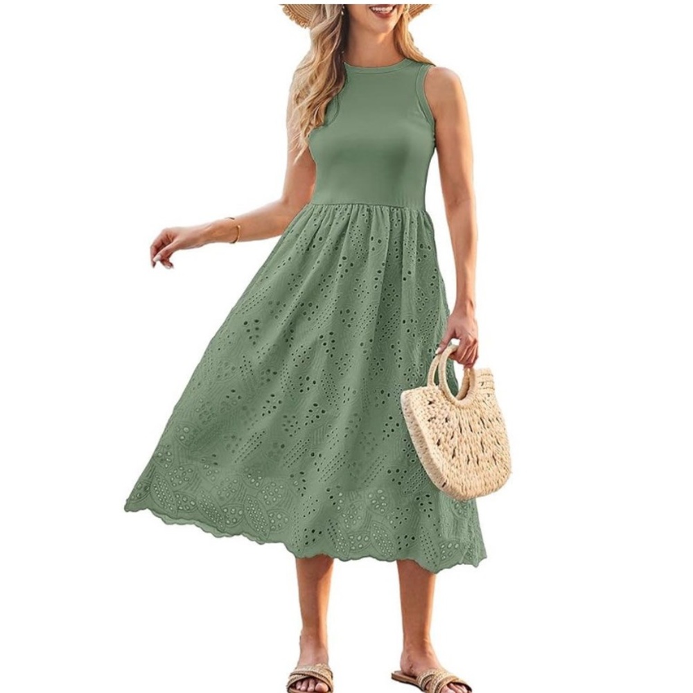 Grace Karin Sage Green Midi Dress - Picture 2 of 8